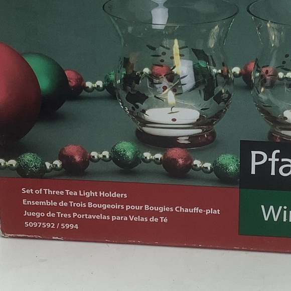Three Pfaltzgraff Winterberry Glass Tea Light Holders - Picture 8 of 10